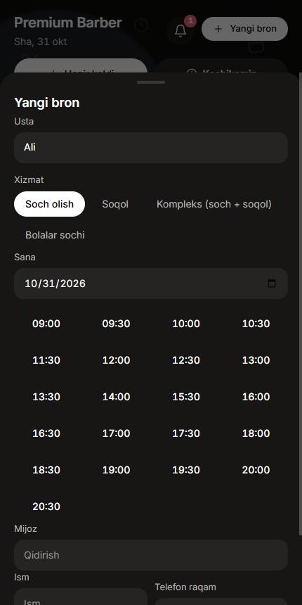 Yangi bron: usta, xizmat va bo'sh vaqtlar